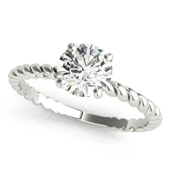 Braided Shank Round Cut Engagement Ring