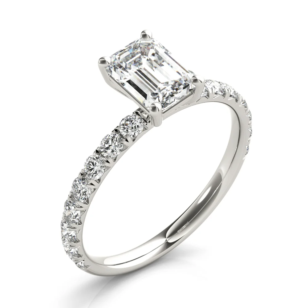 Emerald Cut Split Prong Engagement Ring - Image 4