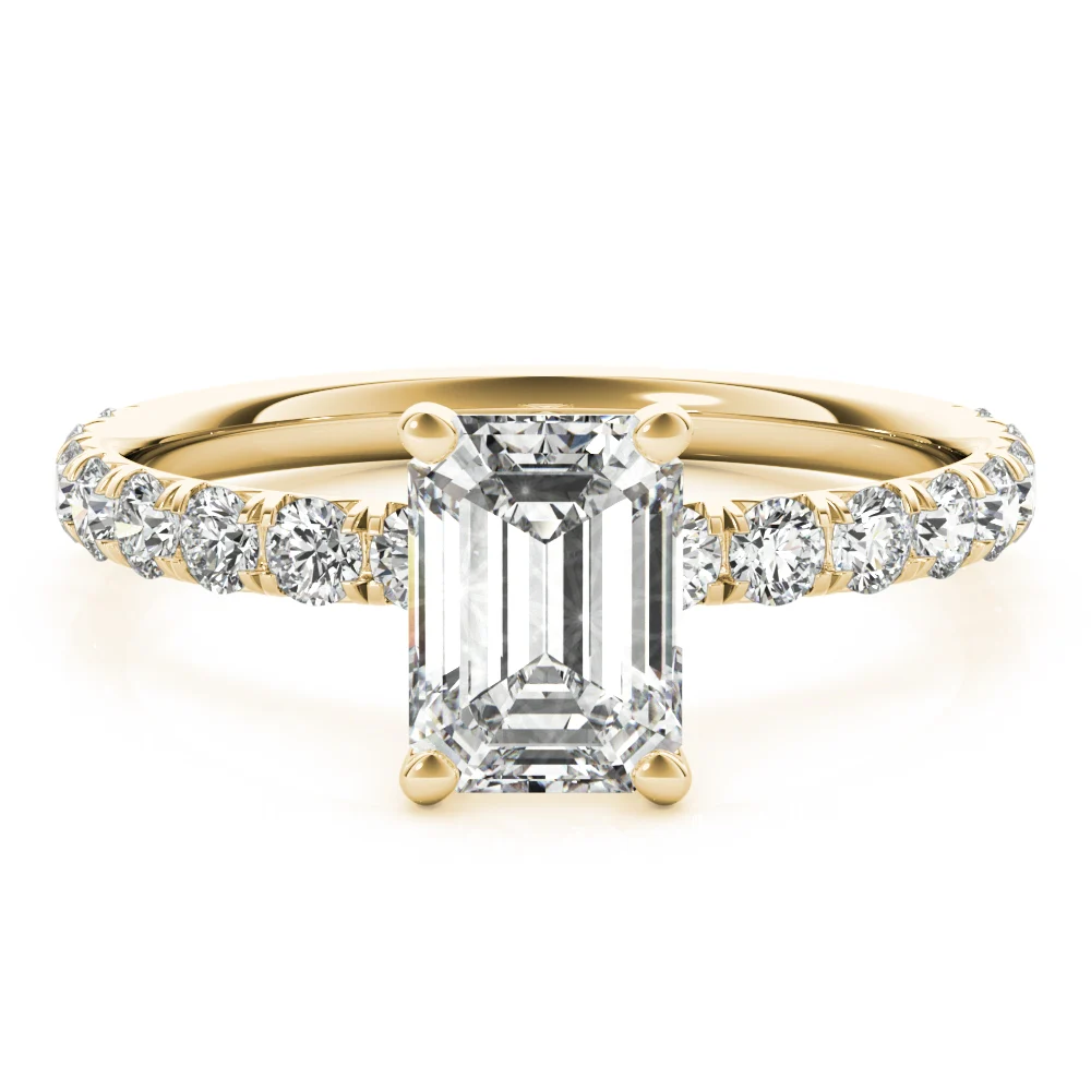 Emerald Cut Split Prong Engagement Ring - Image 8