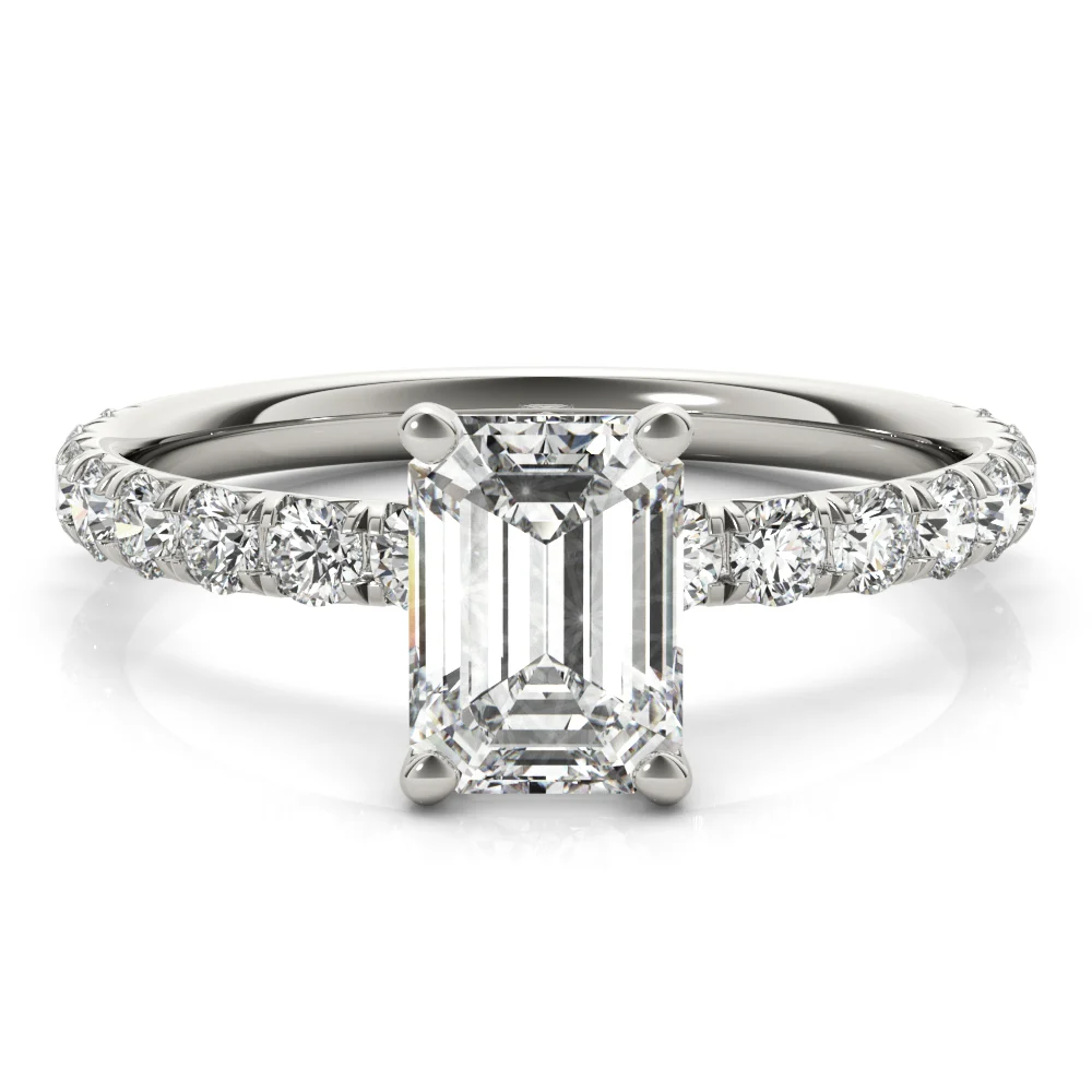 Emerald Cut Split Prong Engagement Ring - Image 3