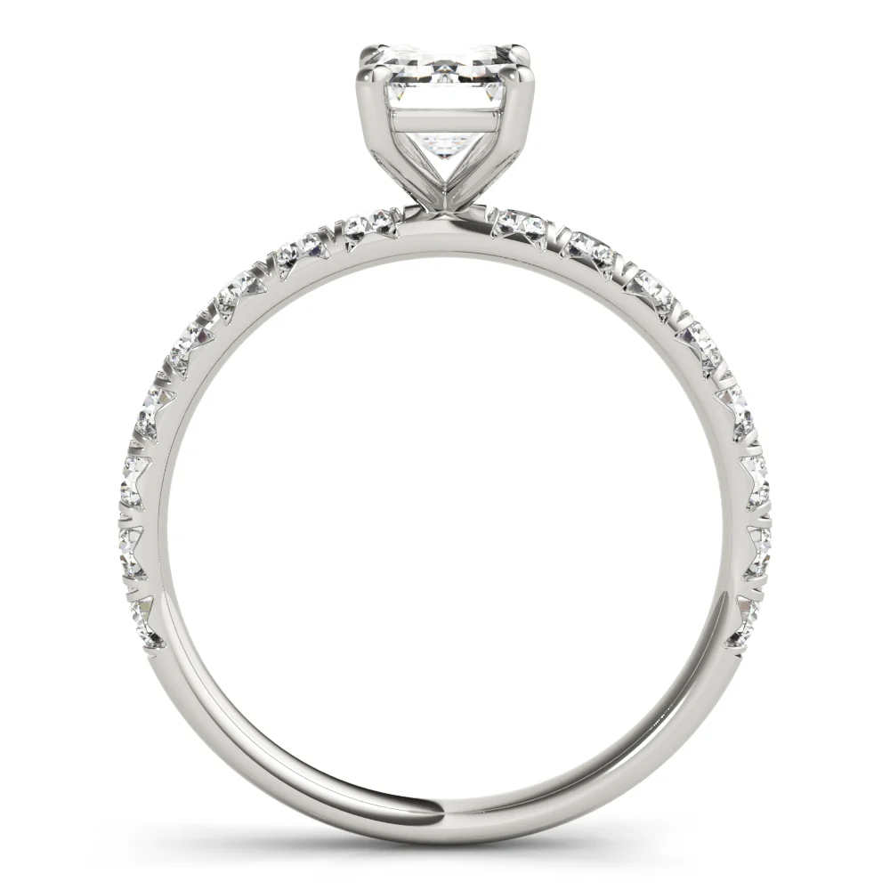 Emerald Cut Split Prong Engagement Ring - Image 2