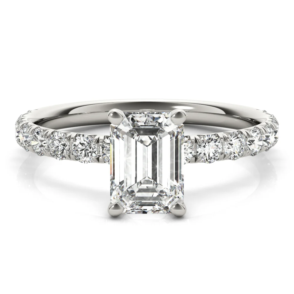 Emerald Cut Split Prong Engagement Ring - Image 5