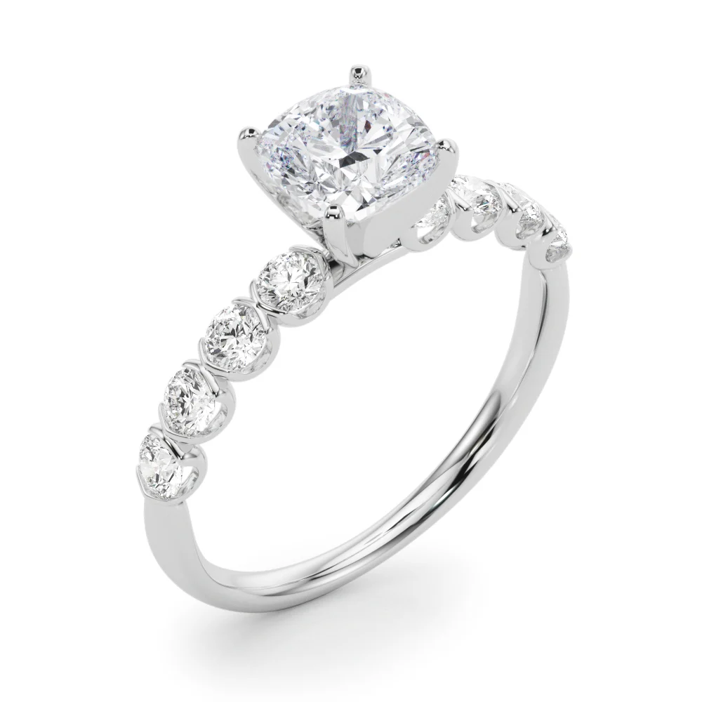 Single Row Half Bezel Engagement Ring - Image 22