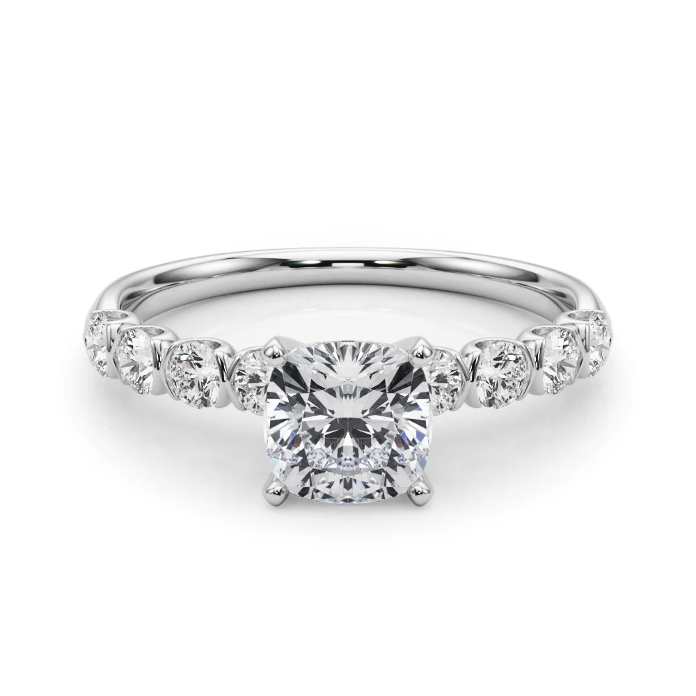 Single Row Half Bezel Engagement Ring - Image 15