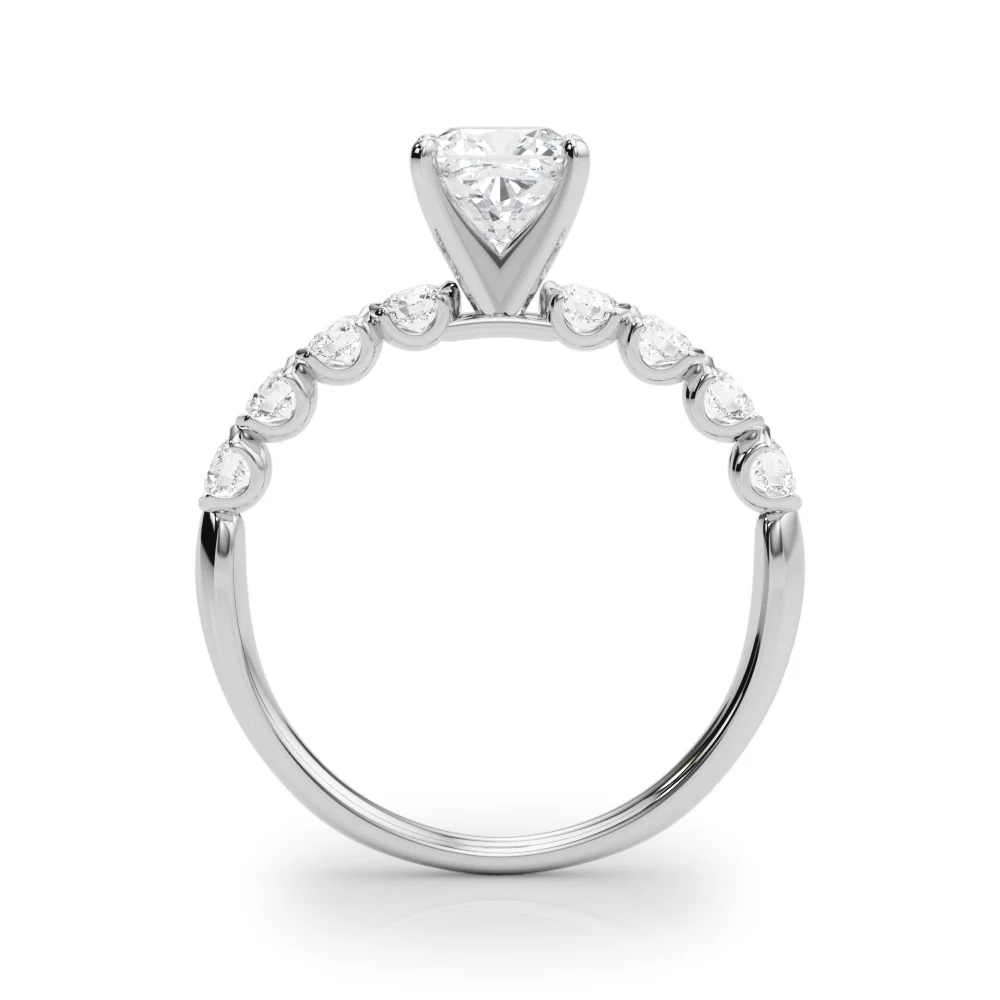 Single Row Half Bezel Engagement Ring - Image 8