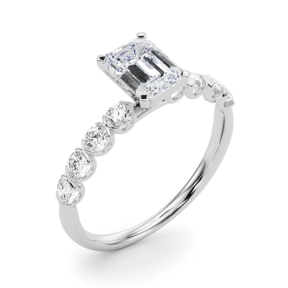 Single Row Half Bezel Engagement Ring - Image 23