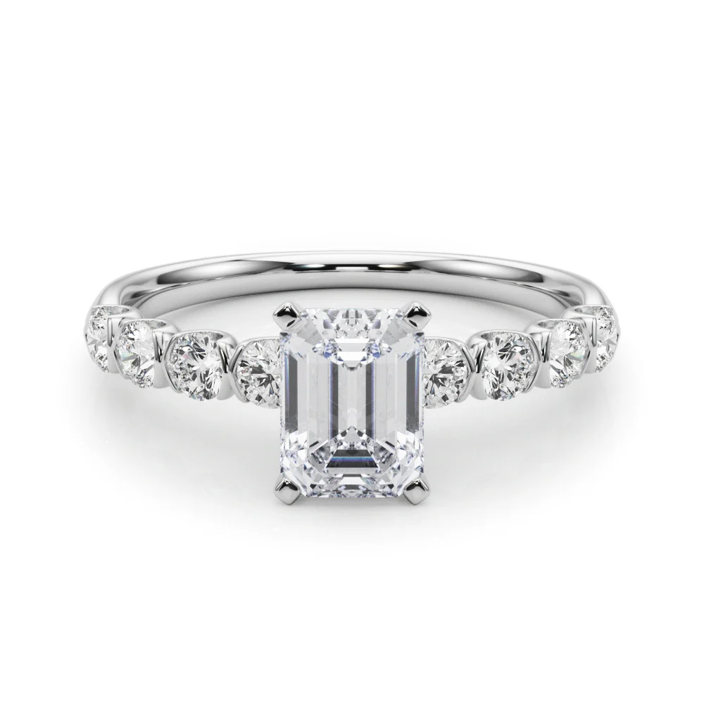 Single Row Half Bezel Engagement Ring - Image 16