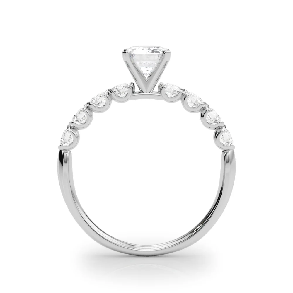 Single Row Half Bezel Engagement Ring - Image 9