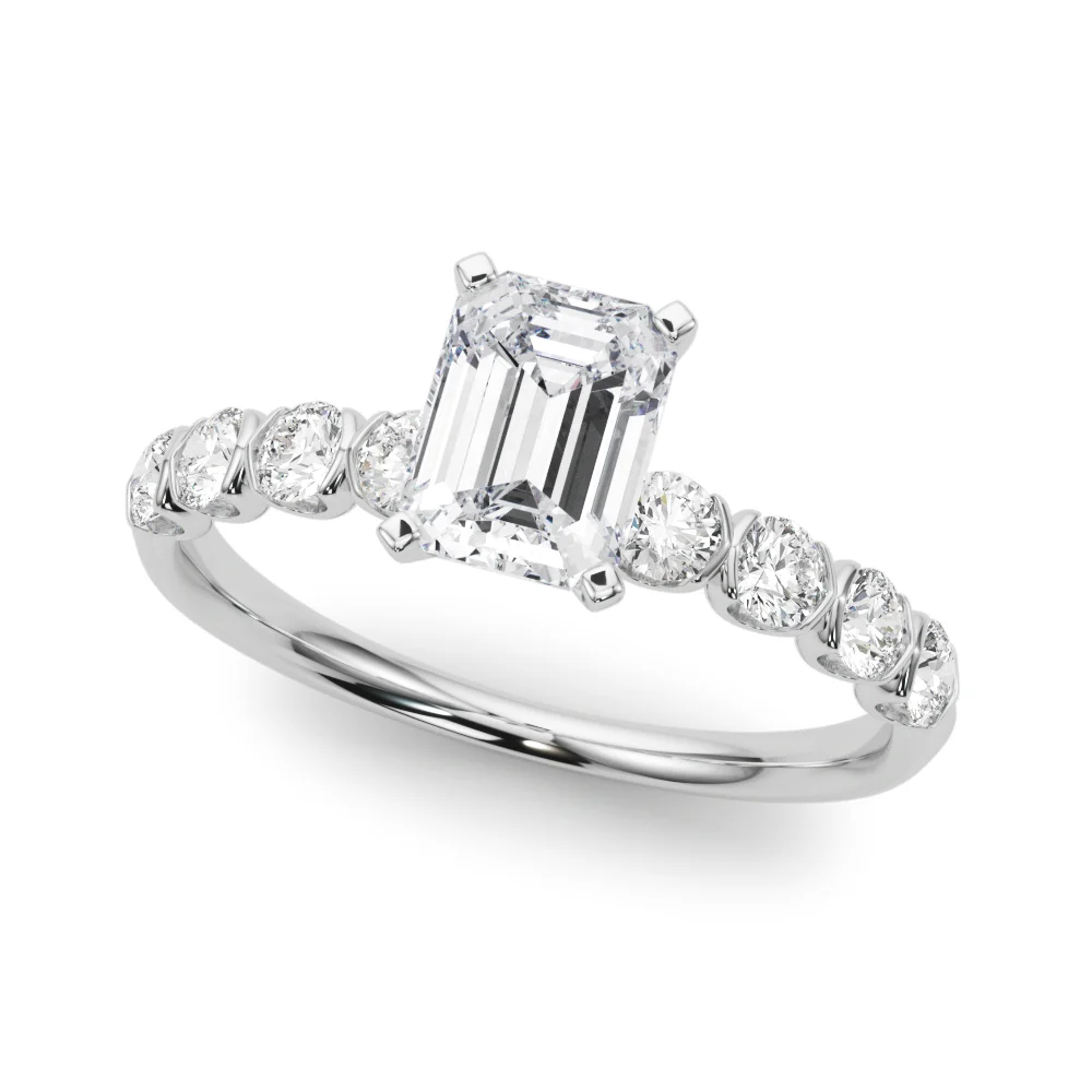 Single Row Half Bezel Engagement Ring - Image 2