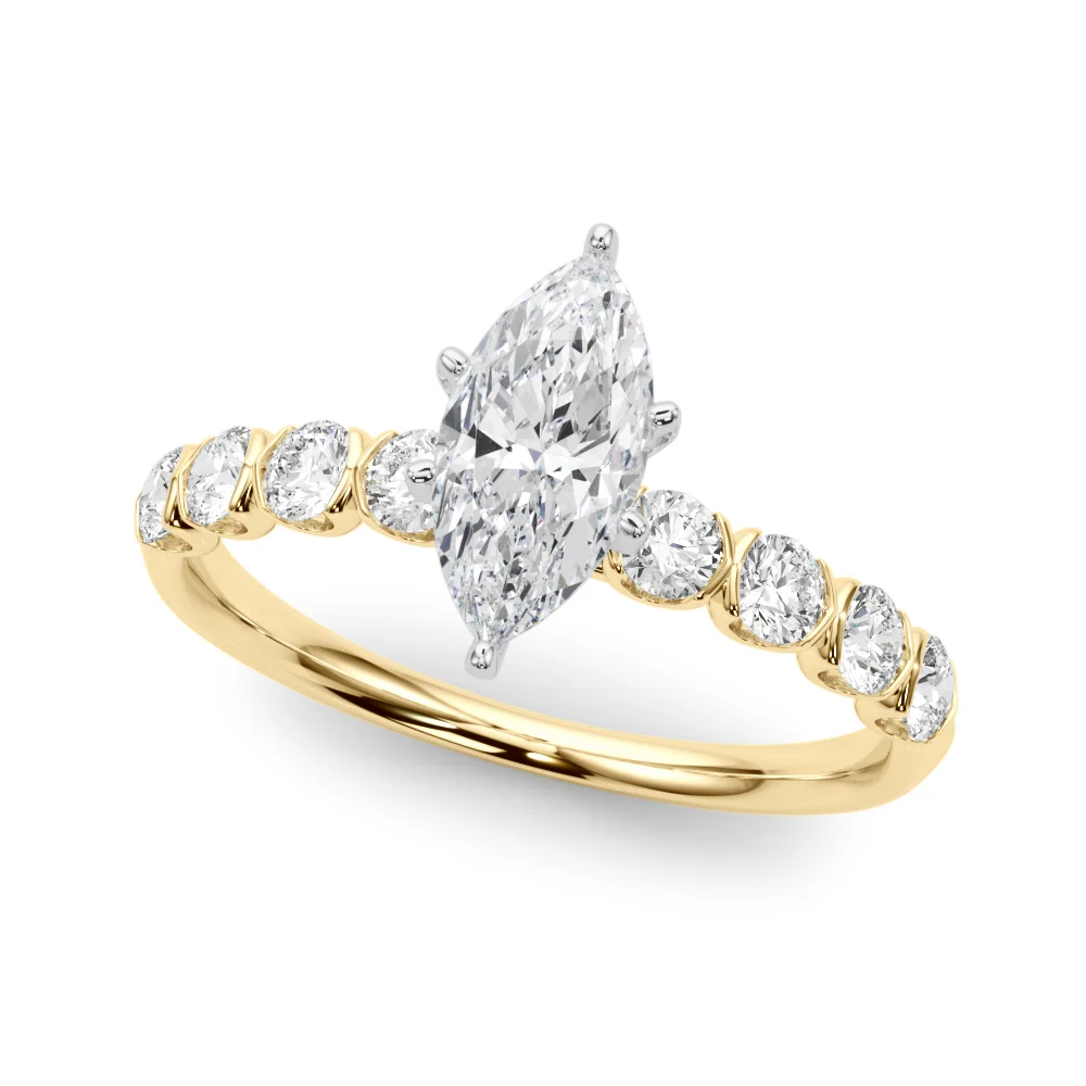 Single Row Half Bezel Engagement Ring - Image 31