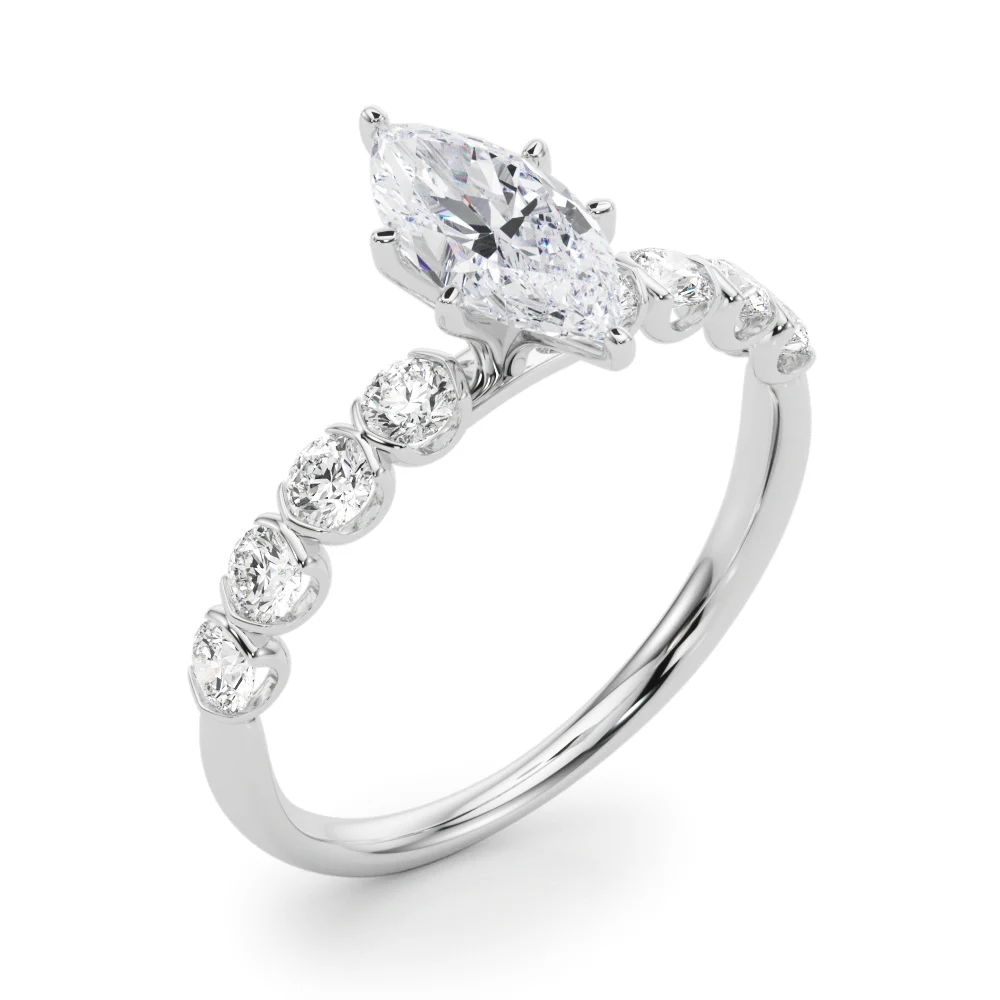 Single Row Half Bezel Engagement Ring - Image 24