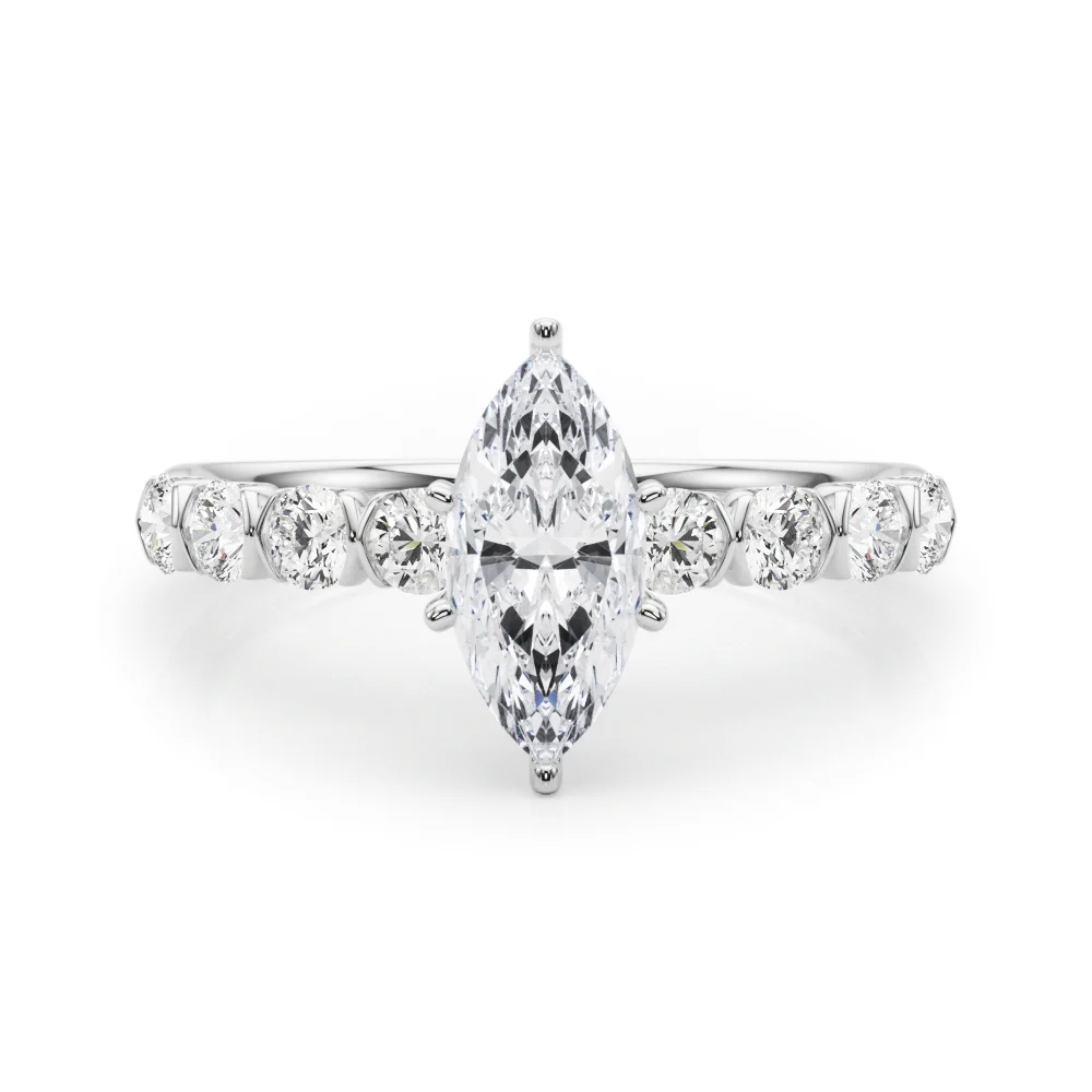 Single Row Half Bezel Engagement Ring - Image 17