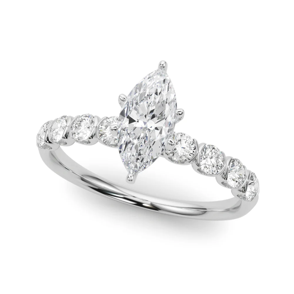 Single Row Half Bezel Engagement Ring - Image 3