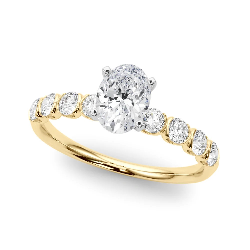 Single Row Half Bezel Engagement Ring - Image 32
