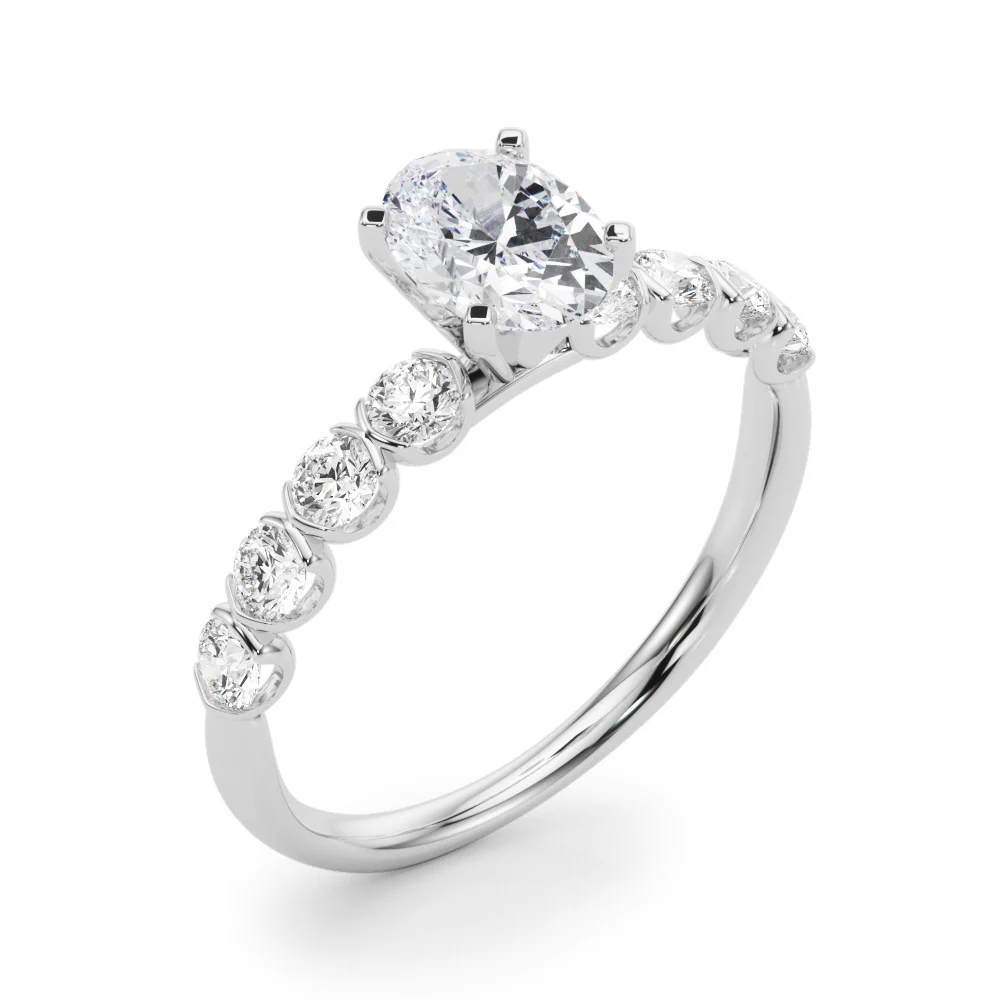 Single Row Half Bezel Engagement Ring - Image 25