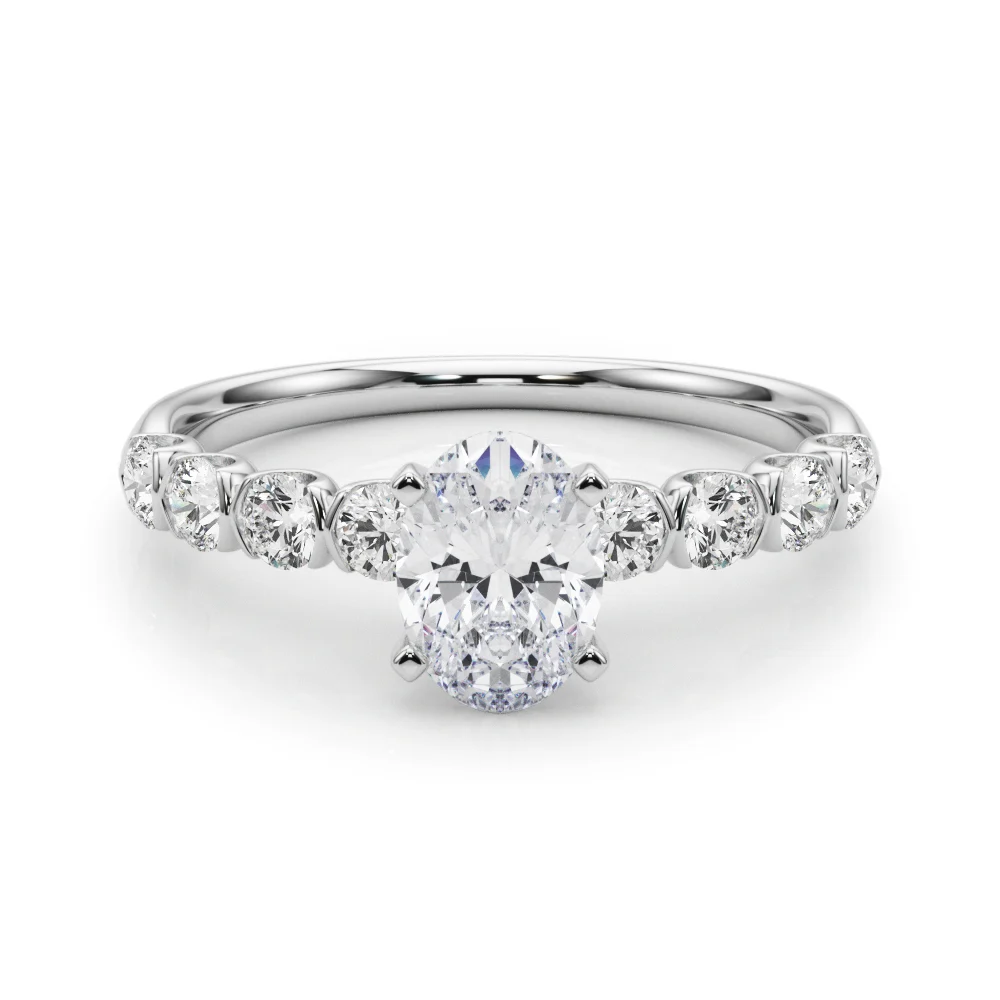 Single Row Half Bezel Engagement Ring - Image 18