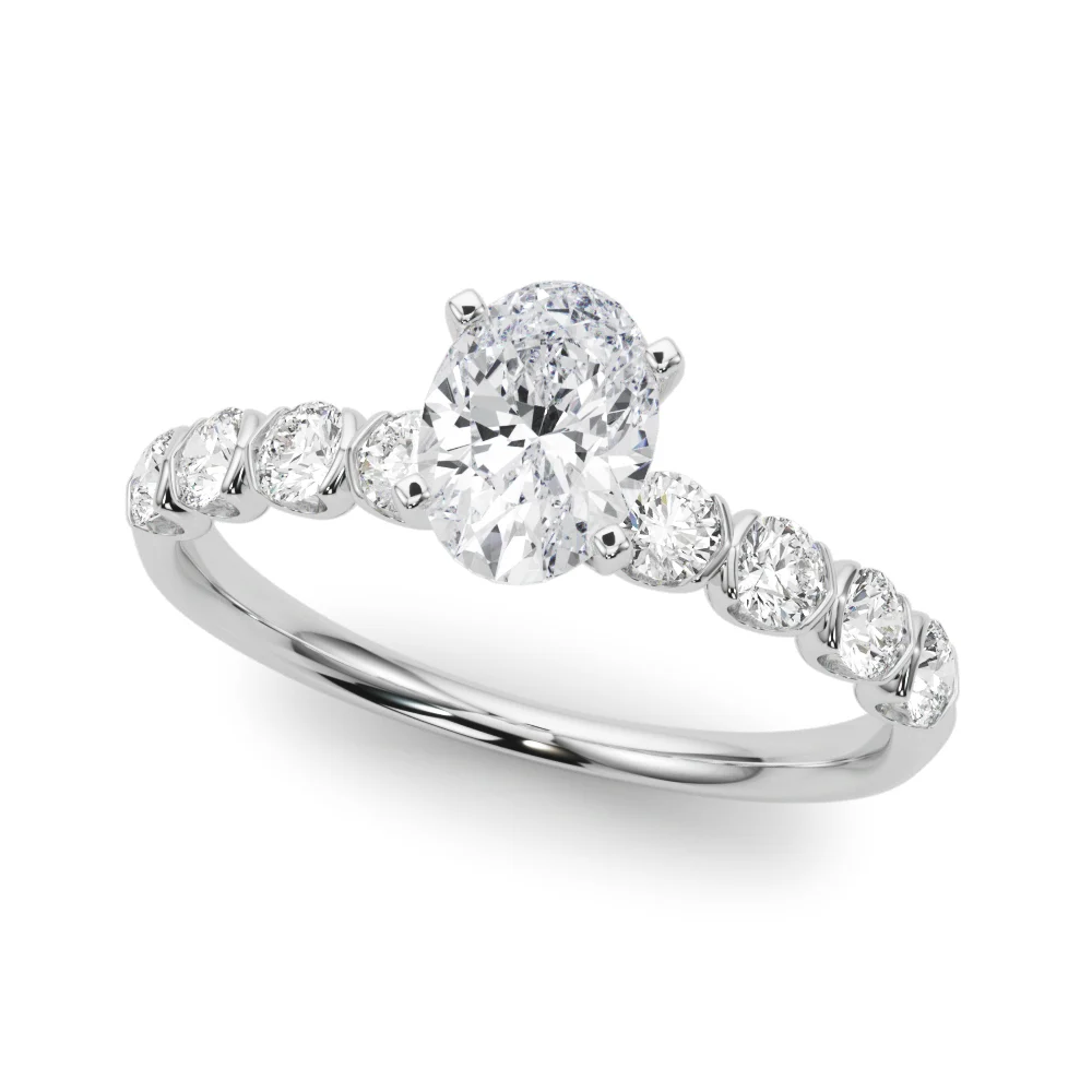 Single Row Half Bezel Engagement Ring - Image 4