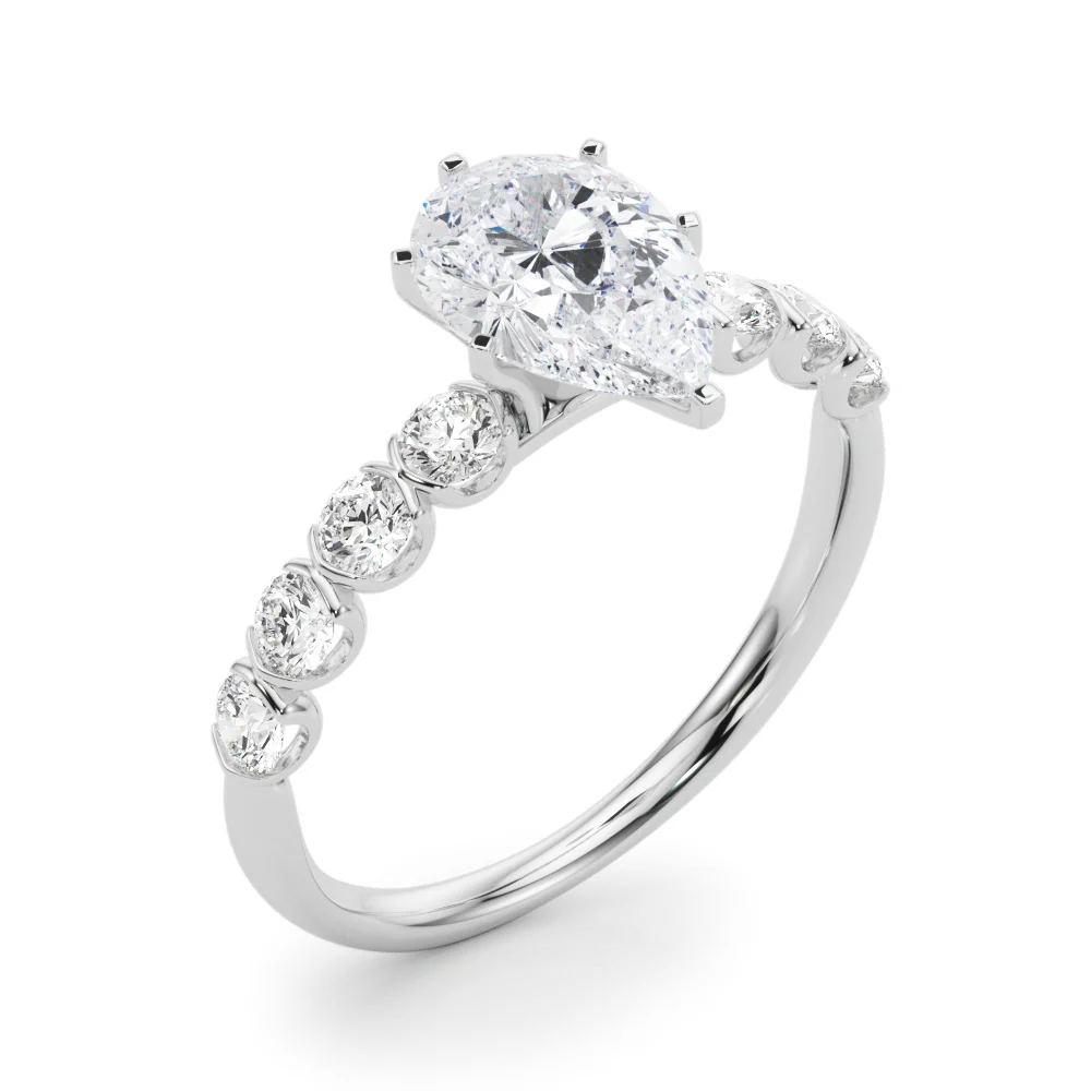 Single Row Half Bezel Engagement Ring - Image 26