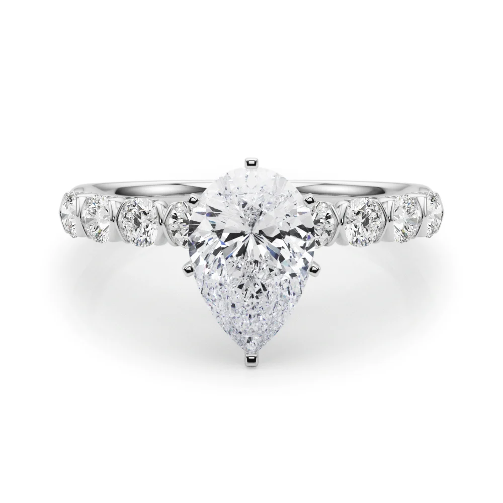 Single Row Half Bezel Engagement Ring - Image 19
