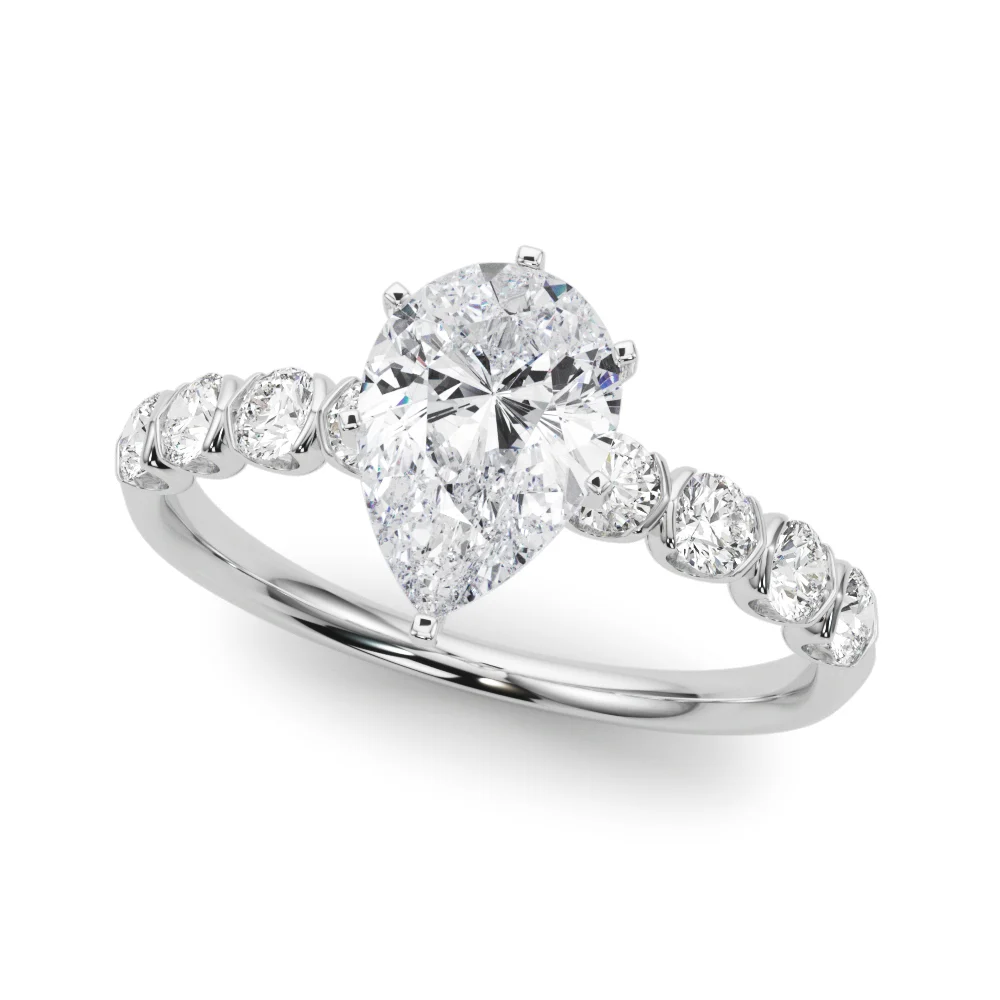 Single Row Half Bezel Engagement Ring - Image 5