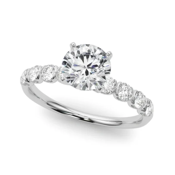 Single Row Half Bezel Engagement Ring