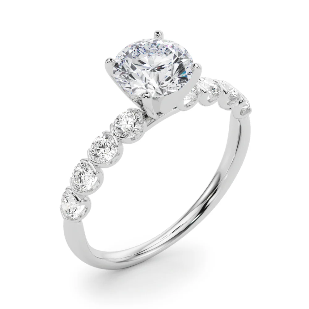 Single Row Half Bezel Engagement Ring - Image 27