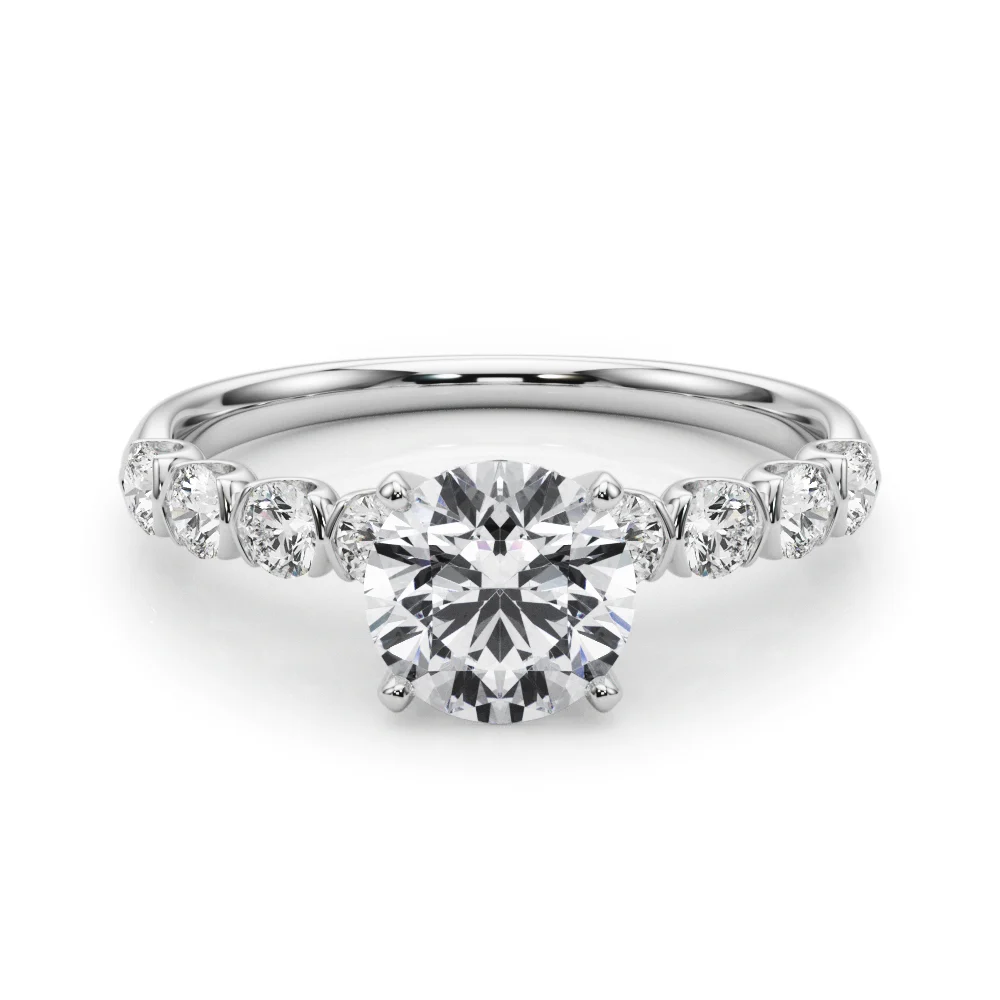 Single Row Half Bezel Engagement Ring - Image 20