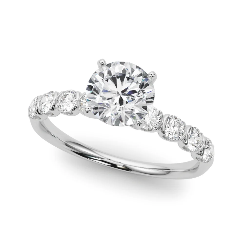 Single Row Half Bezel Engagement Ring - Image 6