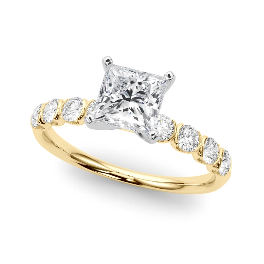 Single Row Half Bezel Engagement Ring - Image 35