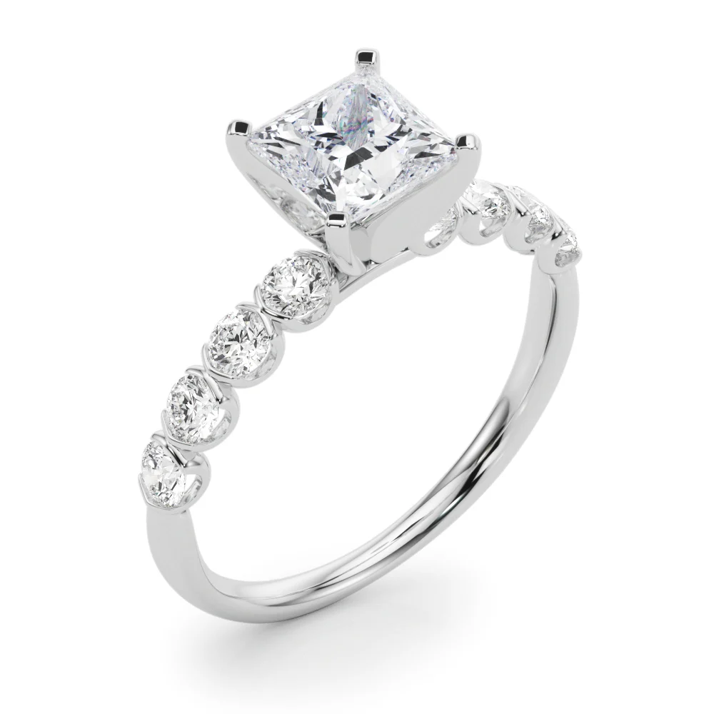 Single Row Half Bezel Engagement Ring - Image 28