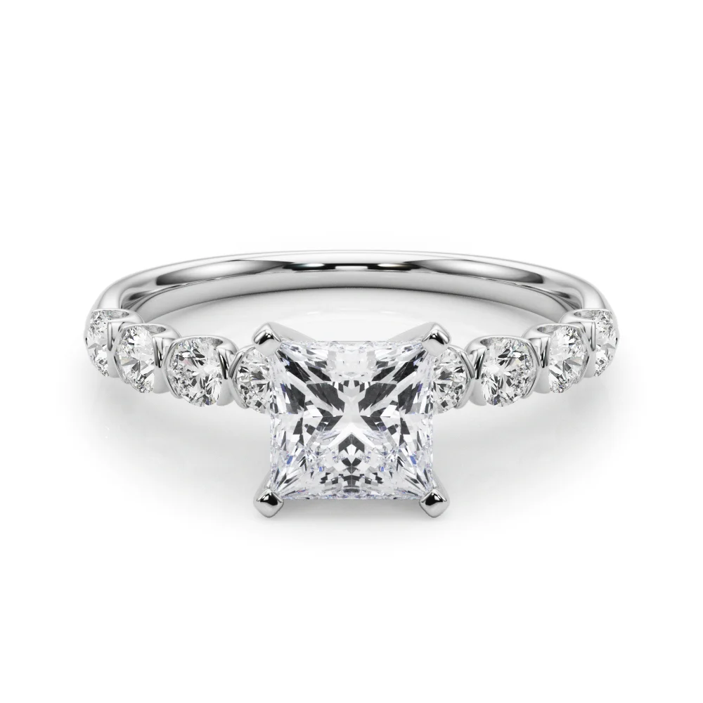 Single Row Half Bezel Engagement Ring - Image 21