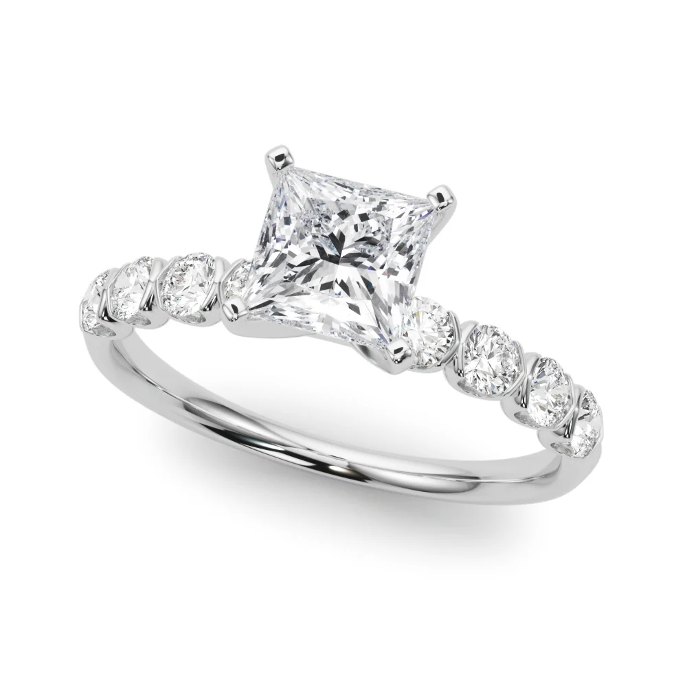 Single Row Half Bezel Engagement Ring - Image 7