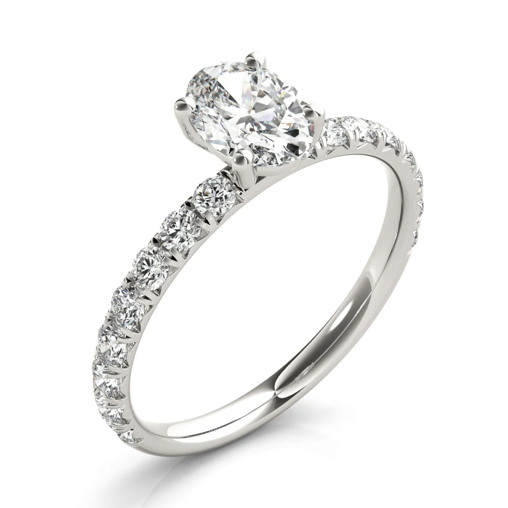 Oval Single Row Engagement Ring - Image 3