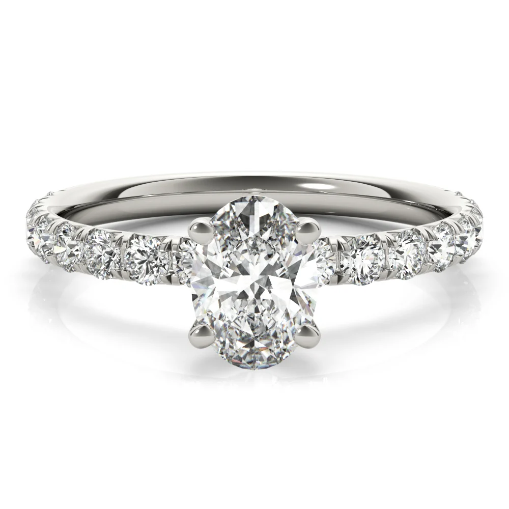 Oval Single Row Engagement Ring - Image 4