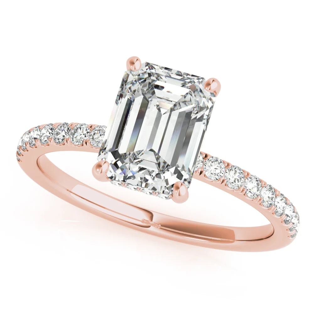 Hidden Halo Emerald Cut Engagement Ring - Image 11