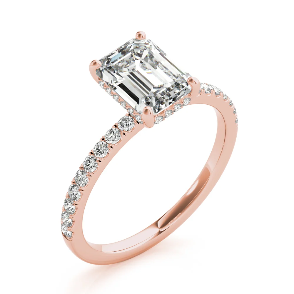 Hidden Halo Emerald Cut Engagement Ring - Image 14