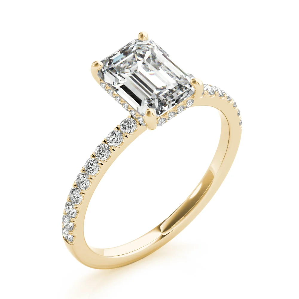 Hidden Halo Emerald Cut Engagement Ring - Image 9