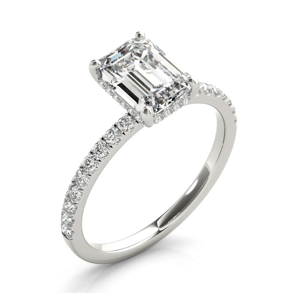 Hidden Halo Emerald Cut Engagement Ring - Image 4