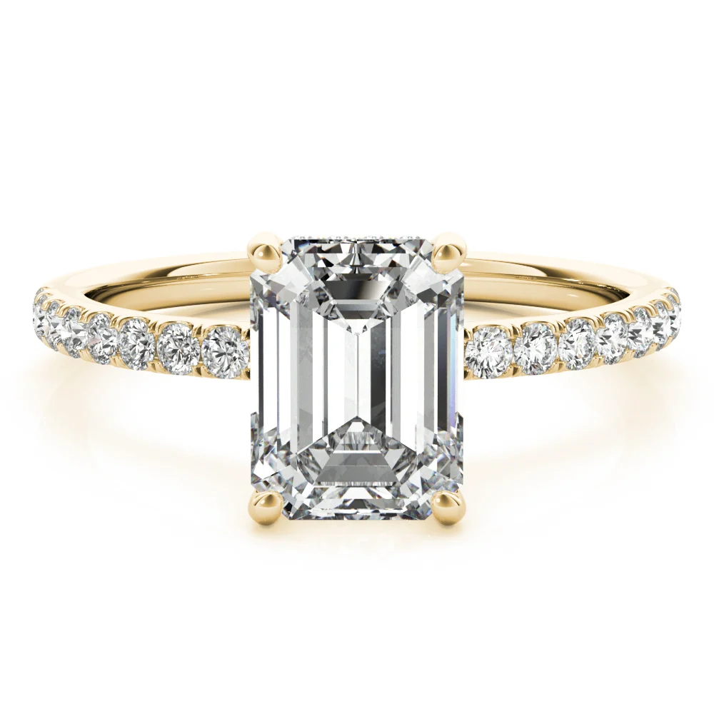 Hidden Halo Emerald Cut Engagement Ring - Image 8