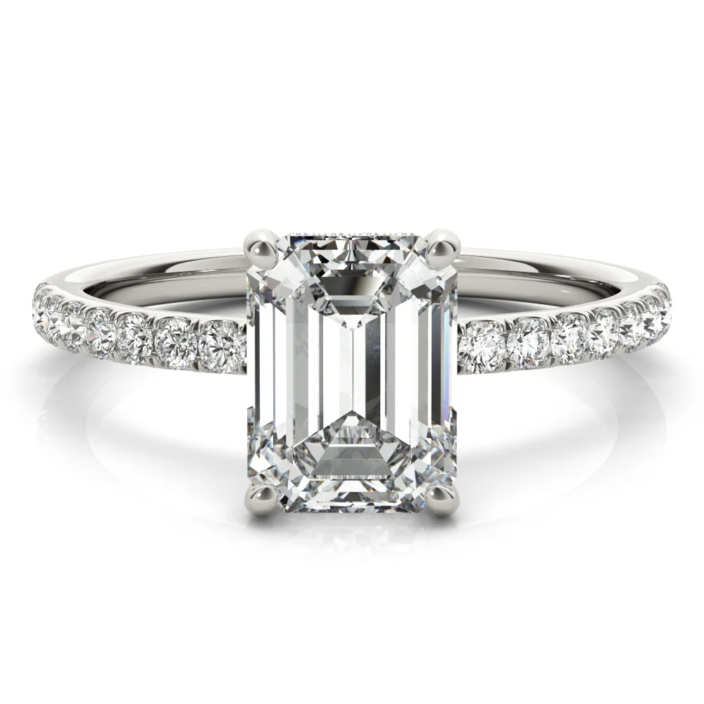 Hidden Halo Emerald Cut Engagement Ring - Image 3