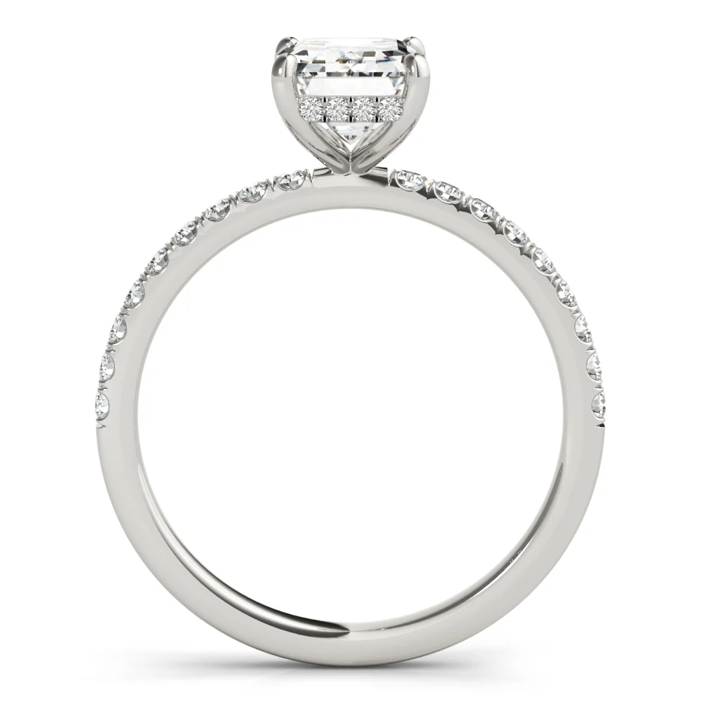 Hidden Halo Emerald Cut Engagement Ring - Image 2