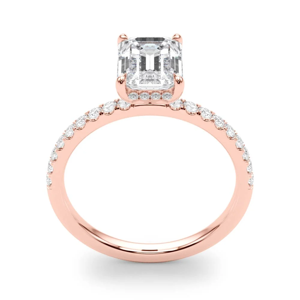Hidden Halo Emerald Cut Engagement Ring - Image 15