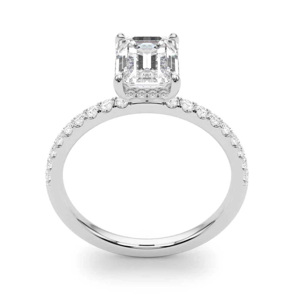 Hidden Halo Emerald Cut Engagement Ring - Image 5