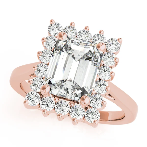 Solitaire Halo Emerald-Cut Engagement Rings - Image 9