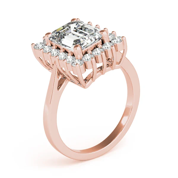 Solitaire Halo Emerald-Cut Engagement Rings - Image 12
