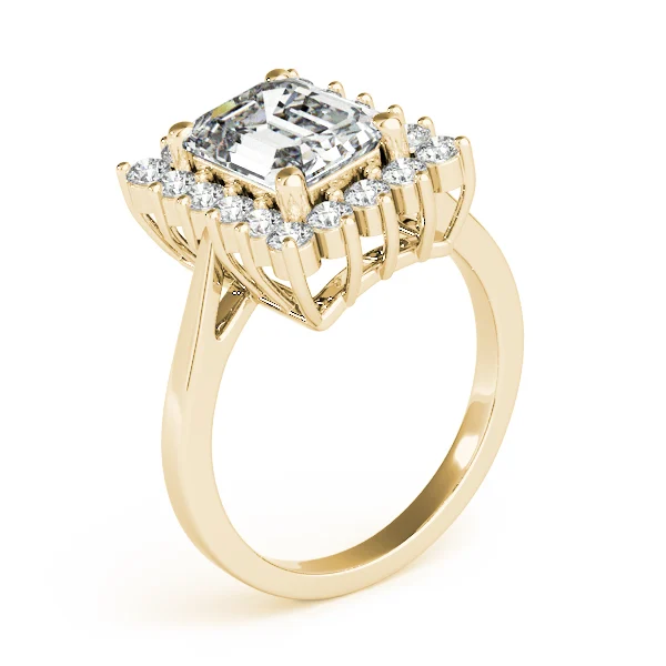 Solitaire Halo Emerald-Cut Engagement Rings - Image 8