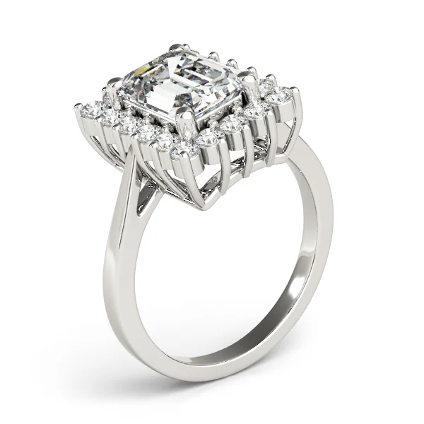 Solitaire Halo Emerald-Cut Engagement Rings - Image 4