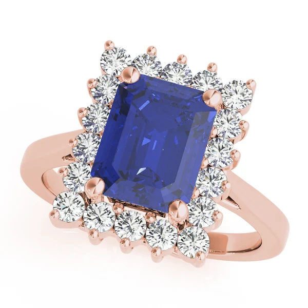Solitaire Halo Emerald-Cut Engagement Rings - Image 21