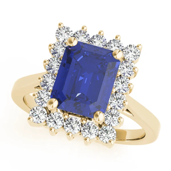 Solitaire Halo Emerald-Cut Engagement Rings - Image 17
