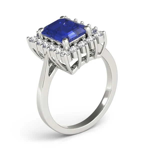 Solitaire Halo Emerald-Cut Engagement Rings - Image 16